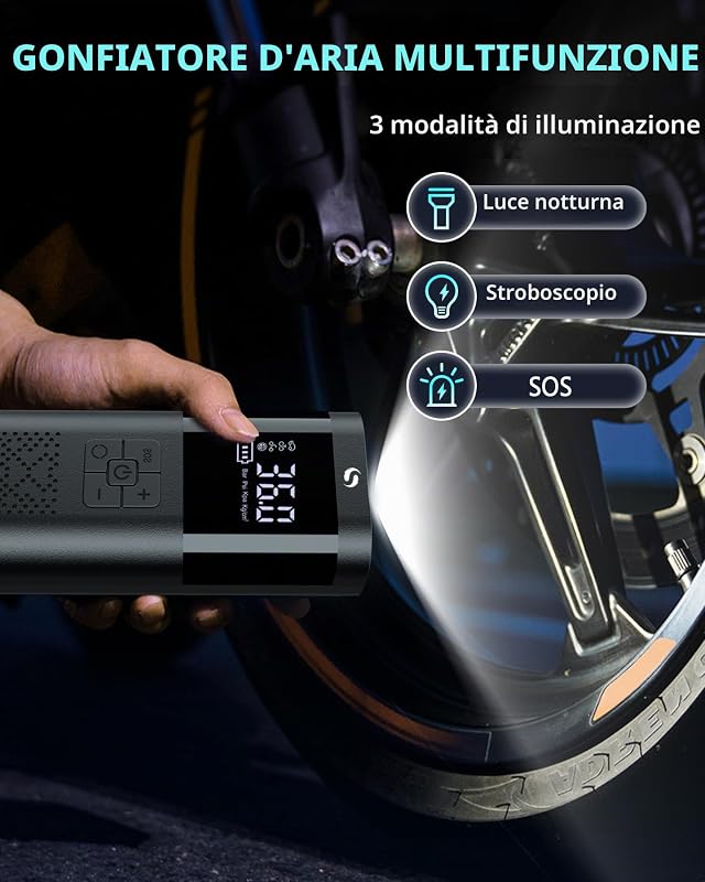 Compressore Aria Portatile, Mini Compressore con Manometro — foto 4 di 7