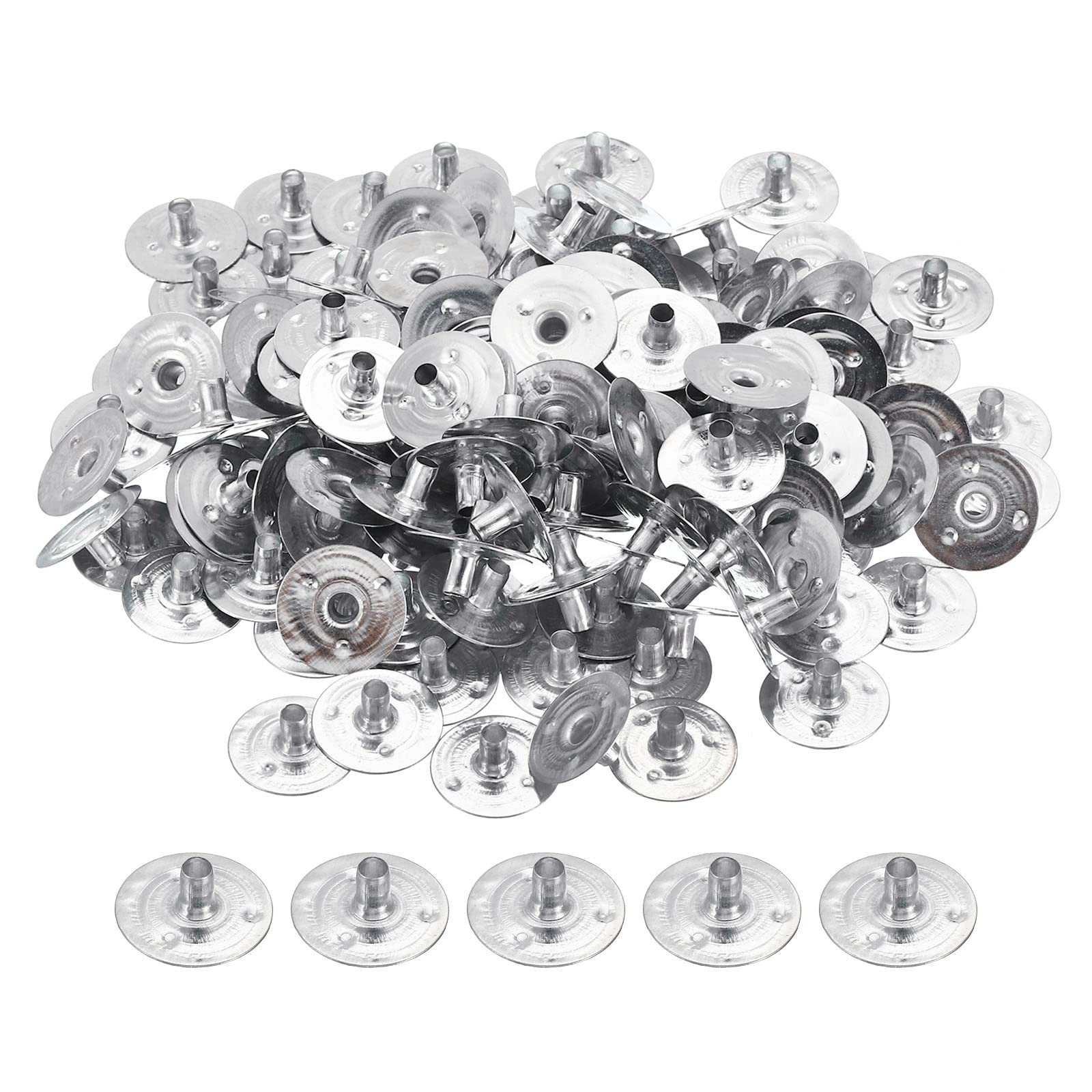 PATIKIL 16mm Metal Candle Wick Sustainer Tabs, 250 Pack Candle Wick Base Stand for Candle Making DIY, Silver