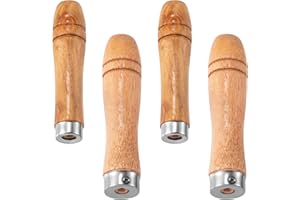 Pndeyo 4pcs Wooden File Handle with Strong Metal Collars, Medium Wooden Handle for 6"-8" File and Large Wood Handle for 10"-12" File, Screwdriver Hand Drill File Handle