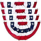 2 x 4 Ft American Bunting Flags Outdoor, US Flag Bunting for Outside, Patriotic Half Fan Bunting Flag with Brass Grommets for 4th of July Indoor Outdoor (Set of 4)