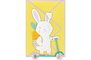 Hallmark Kids Easter Card, Wheely Fun (Die-Cut Bunny on Scooter with Removable Carrot Card) for Son, Daughter, Grandchild