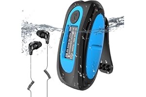 AGPTEK IPX8 Waterproof Mp3 Player with Screen, Multi-Functional Clip Music Player with Waterproof Headphones for Surfing Swimming Water Sports