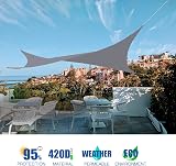 Sunal Shade Sail Waterproof 3x3m with Fixing Kit Grey view 7