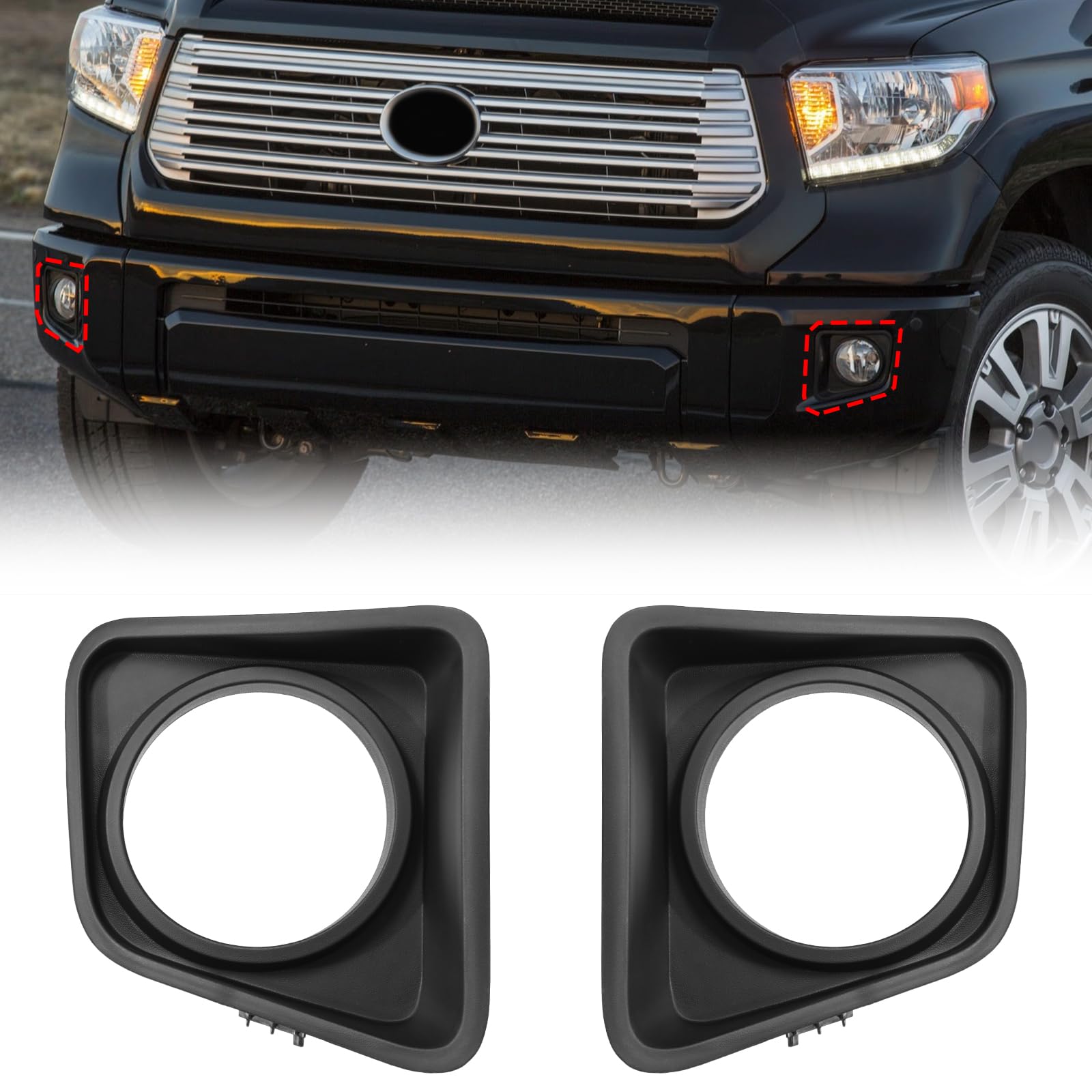 Photo 1 of BXZ Fog Light Bezel Lamp Trim Cover Bumper Insert Pair For Toyota Tundra 2014-2021