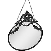 Creative Co-Op Vintage Pewter Framed Wall Mirror with Decorative Chain, Black
