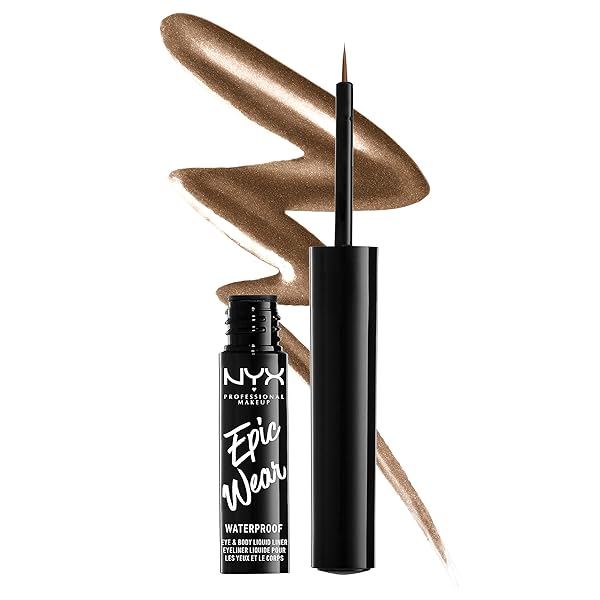 NYX PROFESSIONAL MAKEUP EPIC WEAR METALLIC LIQUID LINER, LONG-LASTING WATERPROOF EYELINER – BROWN METAL
