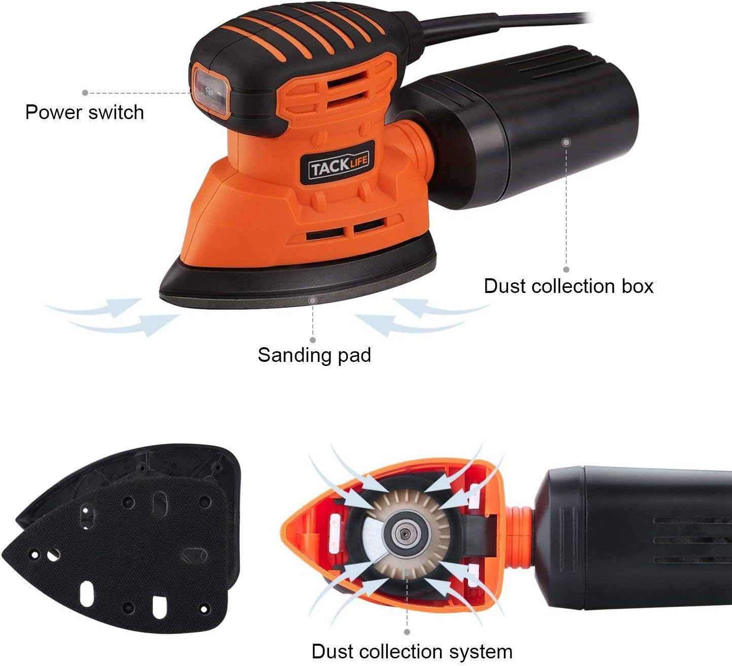 TACKLIFE Classic Mouse Detail Sander with 12Pcs Sandpapers, 12,000 OPM Sander, 680666904852 eBay