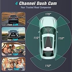 4 Channel 2.5K Dash Cam Front Rear Left