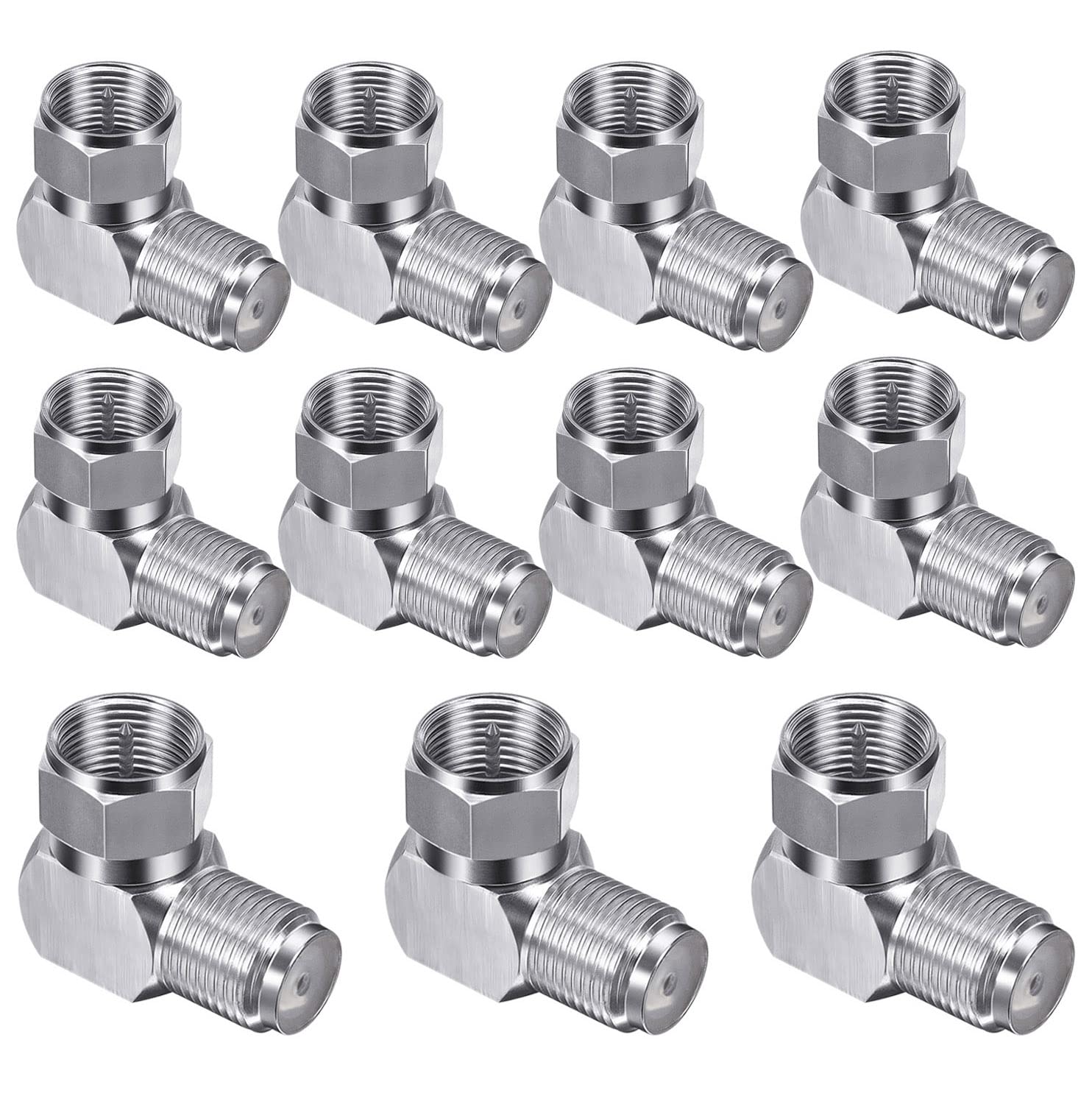 Fanbalunke Right Angle Coaxial Connector 11 Pcs RG6 F Type Female to Male Adapter F Type 90 Degree Coaxial Male to Female Cable Connector RG6 Adapter L Shape for Wall Mounted TV, Modem, Wall Plate