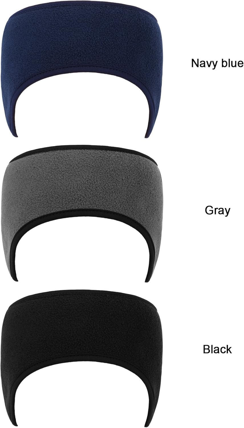BBTO 3 Pieces Ear Warmer Headband Winter Headbands Fleece Headband for Women Men (Black, Gray, Navy) : Clothing