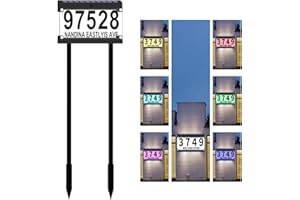 IVWVI Acrylics Solar Address Numbers for House, Address Sign with Double Stakes, Waterproof RGBW Color Changing, Lighted Modern Address Plaque Solar Powered for Street Yard Park Garden