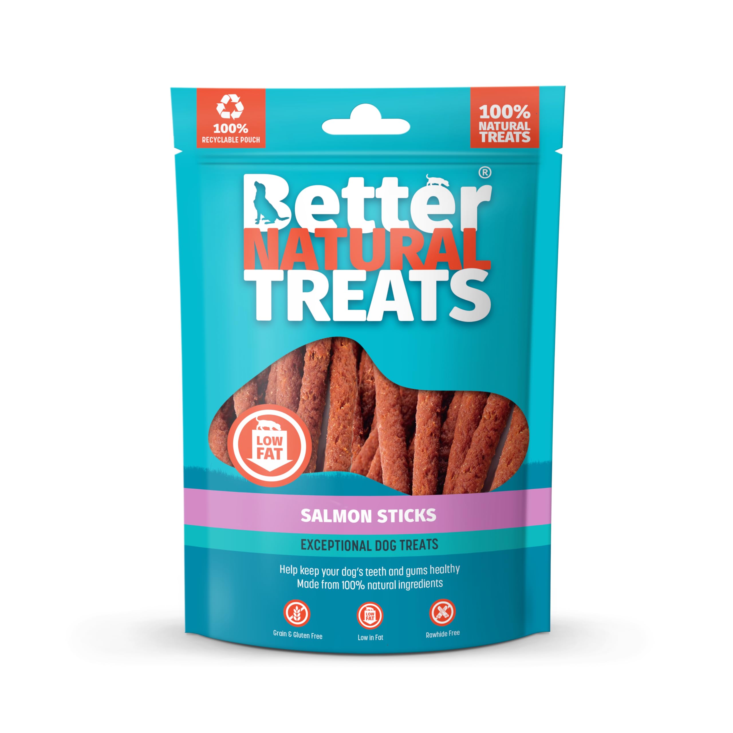 Better Natural Fish Sticks, Natural Treats for Dogs, Chews made with 100% Real White Fish, Low in Fat, Grain Free & Gluten Free, 90g (Pack of 10)