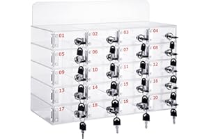 Threan Cell Phone Locker Box for Classroom with Door Locks and Keys Clear Acrylic Phone Jail Storage Cabinet Wall Mounted for School Factory Office(20 Slot)