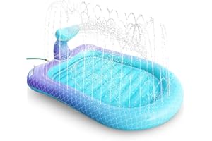 75" Sprinkler & Splash Pad for Kids, Large Outdoor Sprinklers Play Mat Summer Water Play Toys Pool Inflatable Mermaid Sprinkl