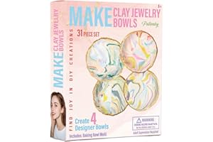 Patemby Make Your Own Clay Jewelry Bowls Arts and Crafts Kit for Teen Girl, DIY Clay Jewelry Dish Kit, Polymer Clay Crafts for Girls, Fun Birthday Gift for Teens Girls Kids Ages 8 9 10 11 12 Years Old