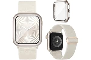 BUTIFACION Stretchy Bands Compatible for Apple Watch Band and Case 40mm 44mm 41mm 45mm 42mm 46mm, Nylon Solo Loop Sport Straps Protective Cover with Screen Protector for iWatch Series 11 10 9 8 7 SE 6 5 4 SE3