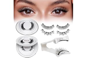 QUEWEL Magnetic Eyelashes Natural Look, 2 Pair Reusable Magnetic Eyelashes with Applicator, No Glue Needed Magnetic Eyelashes Magnetic Lashes Kit, Easy to Wear and Remove(Magnetic Eyelashes-A01)