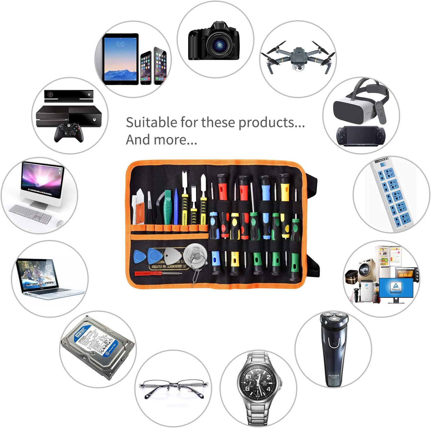 25pcs Electronics Repair Tool Kit, GangZhiBao Precision Screwdriver Set Magnetic for Fix Apple iPhone,Cell Phone,Smart Watch,Computer,PC,Tablet,iPad,Camera,Xbox,PS4 Pry Open Replace  Screen Battery: Home Improvement