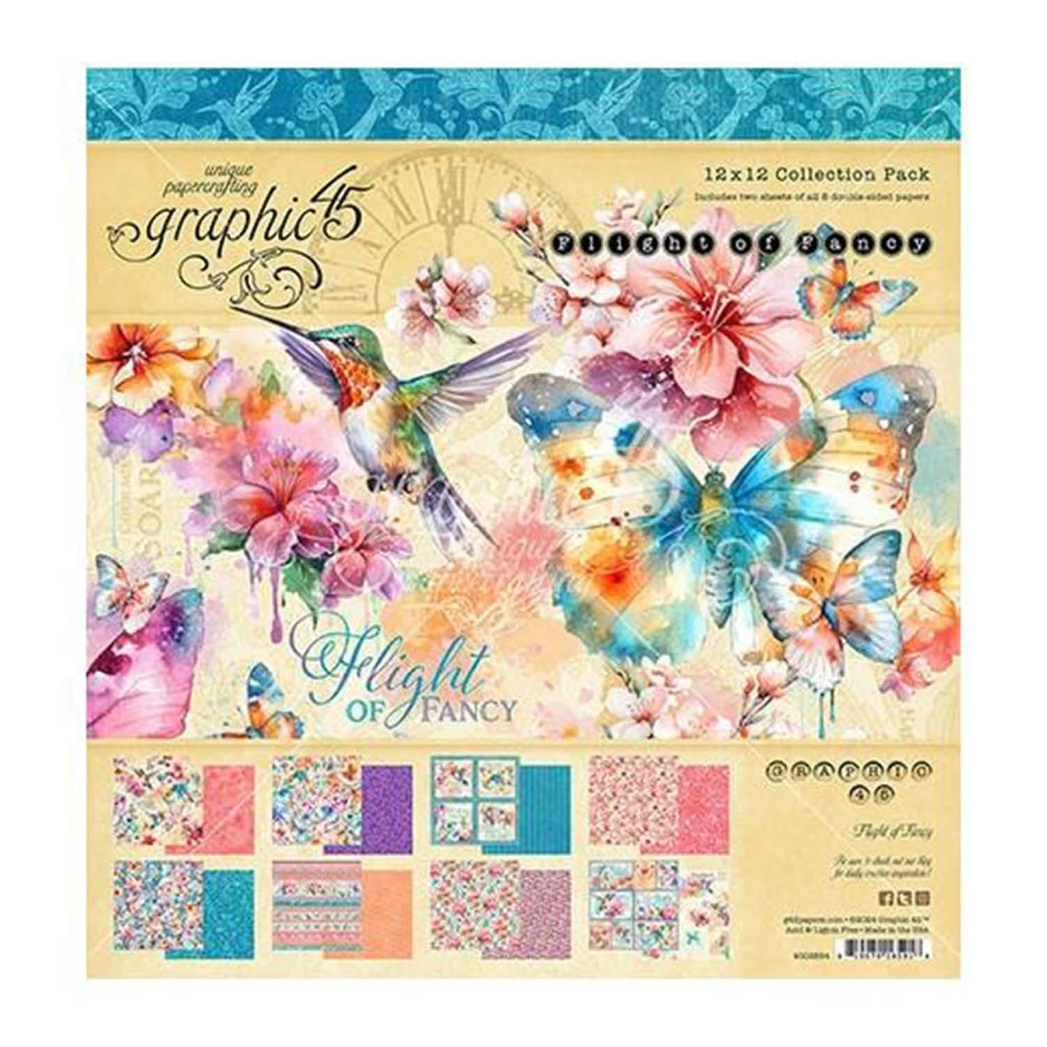 Graphic 45 Flight of Fancy 12x12 Inch 48-Sheet Paper Pack