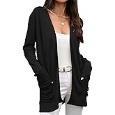 KARRESLY Women Casual Cardigan Sweater Long Sleeve Lightweight Loose Open Front Cardigan Knit Sweater Coat with Pockets