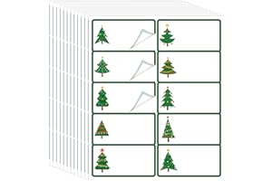 Qeeenar 250 Pcs Christmas Address Labels Bulk 2 x 4 Inch Foil Printable Gift Tags Compatible with Laser and Inkjet Printer 10 Per Sheet for Name Tags Office Mailing Label(Tree,Green)