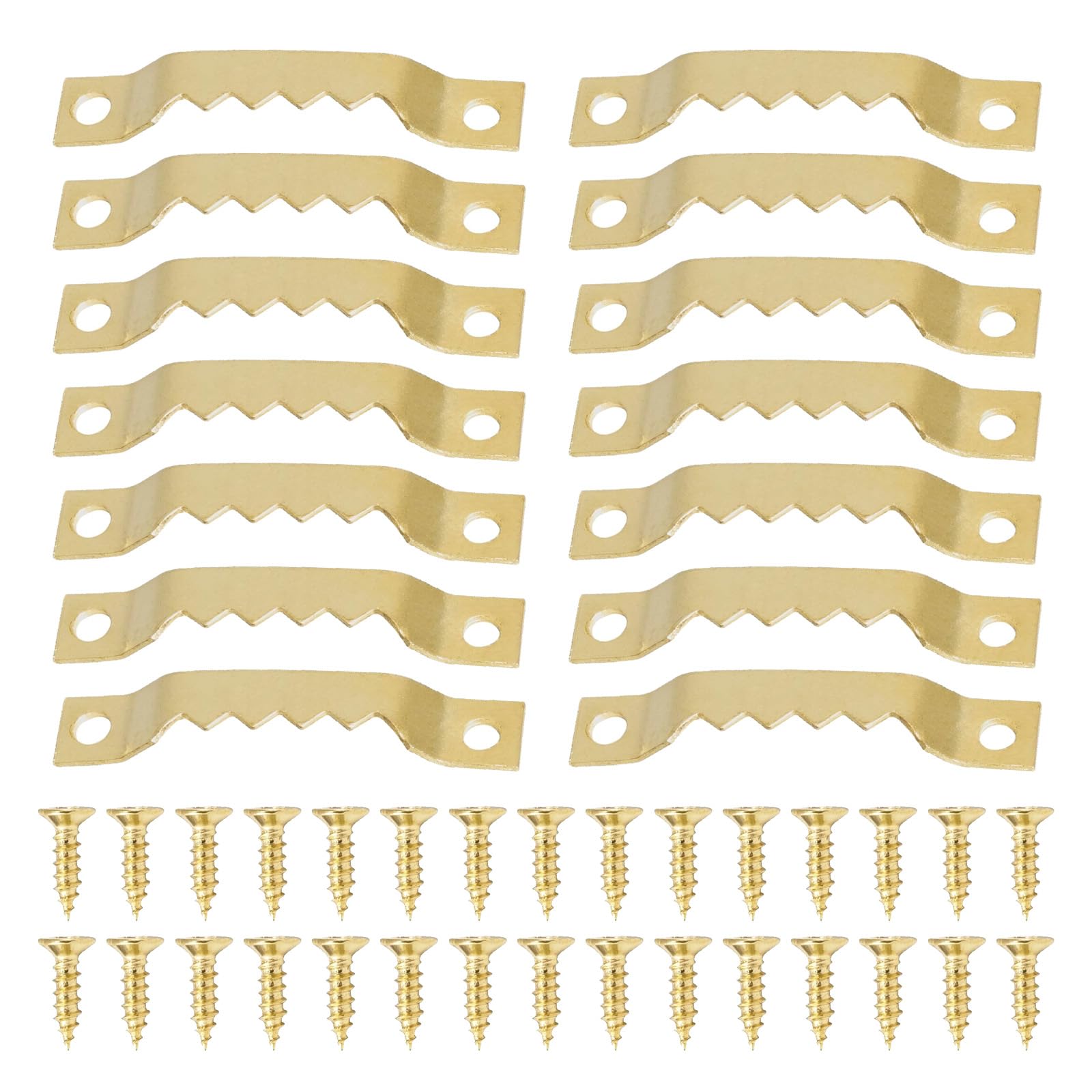 Photo 1 of 100 Pack Heavy Duty Sawtooth Picture Hangers with 200 Screws Gold Small Sawtooth Hangers for Picture Frames, Paintings, Artwork, Photos, and Home Decor Gold Sawtooth Picture Frame Hangers