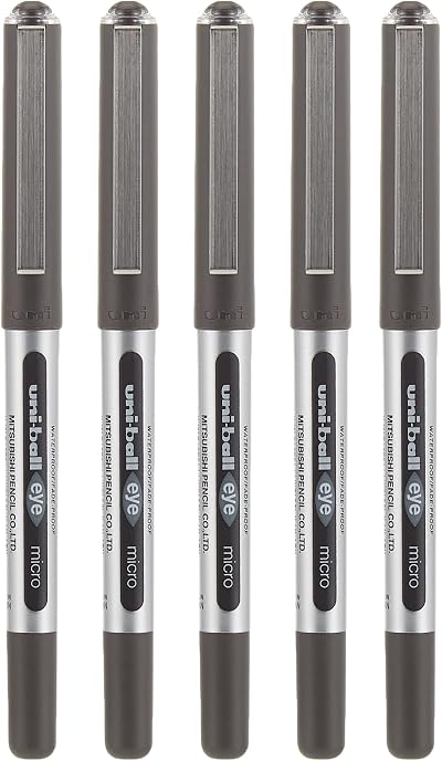 uni-ball Eye Micro UB-150 Rollerball Pens Black Pack of 5
