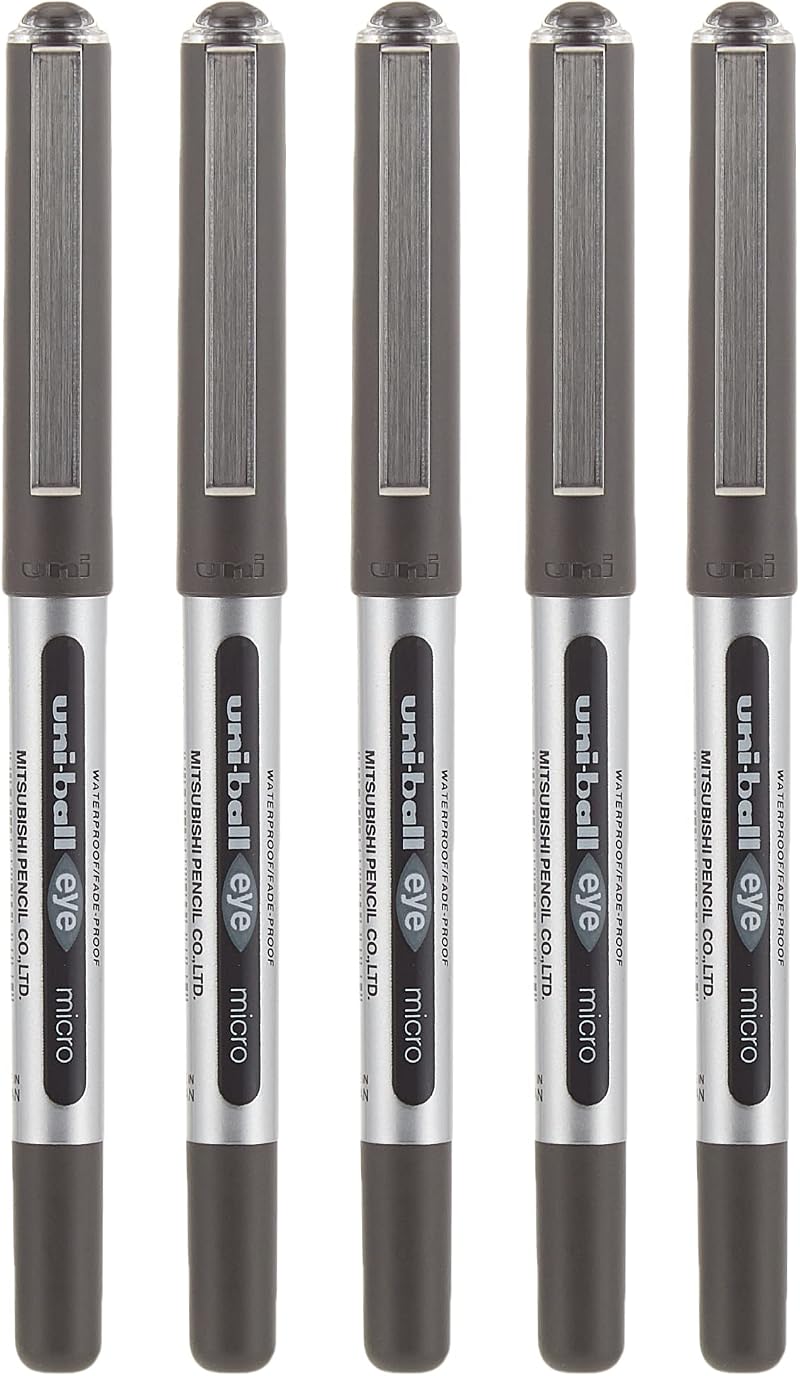 uni-ball Eye Micro UB-150 Rollerball Pens Black Pack of 5