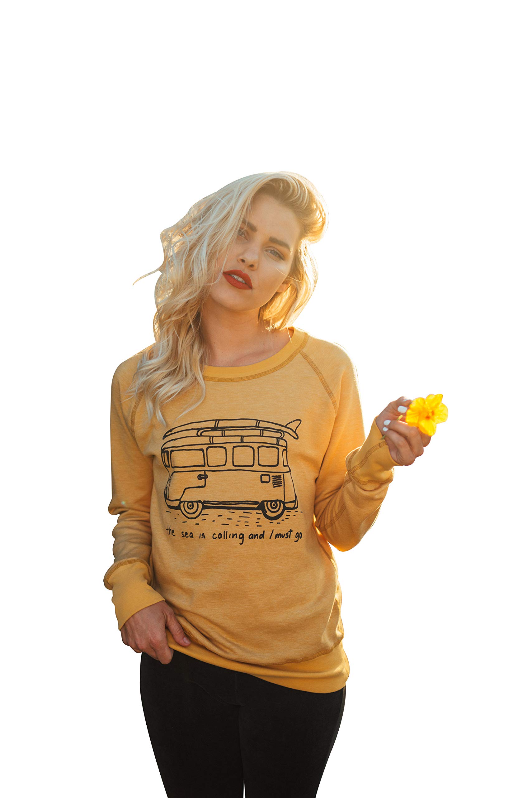 Life Clothing Co. Womens Tops The Sea is Calling Soho Vintage Graphic Pullover Sweater Tee T Shirt