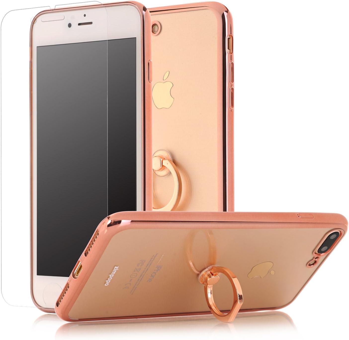 iPhone 7 Plus Case ZIMPOPO Rotating Ring Case + 3D Touch Compatible Screen Protector Design Rotating Smart Grip Holder KickStand Case Anti-Scratch Clear Back Cover for iphone 7 plus 5.5 inch