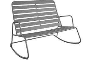 Novogratz Poolside Gossip Collection, Roberta Outdoor/Indoor Rocker Loveseat, Charcoal