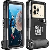 Waterproof Underwater Snorkeling Diving Phone Case for iPhone 17/Air/16/15/14/13/12/11 Pro Max Galaxy S25/S24/S23/S22，[50ft/15m] Professional Scuba Diving Case Underwater Photo Video Cover - Black