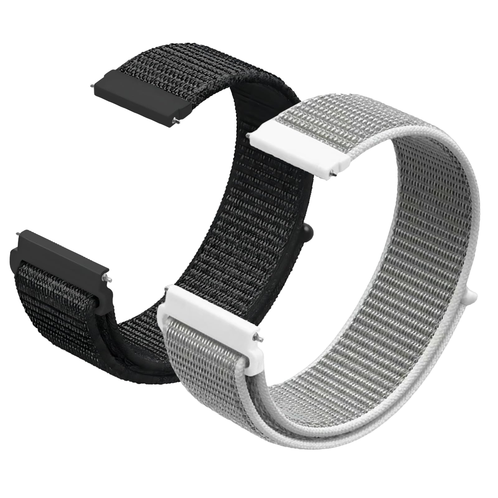 Nylon Fabric Watch Strap, 20 mm/22 mm with Smartwatch Strap, Quick Release for Men Women, Adjustable Breathable Woven Sports Bands, Watch Straps for Men Women, Pack of 2, 20mm