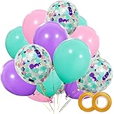 Unicorn Balloons 40 Pack, 12 Inch Light Purple Pink Seafoam Blue Latex Balloons with Confetti Balloon for Party Supplies Graduation Wedding Baby Shower Unicorn Birthday Decorations with Ribbon