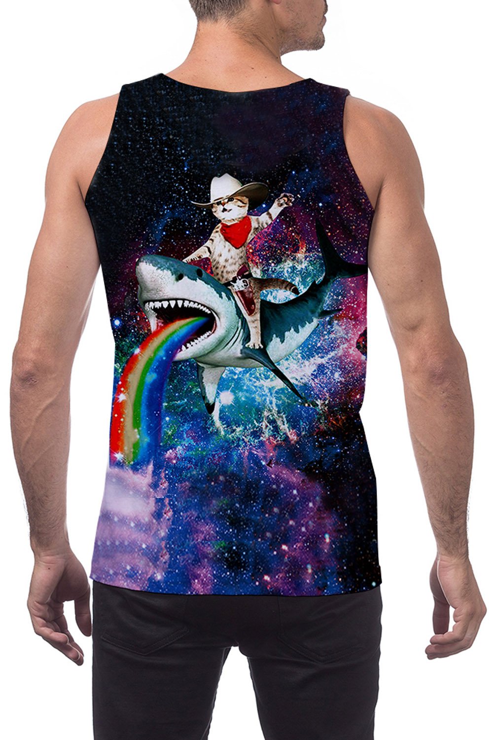 Leapparel Men s Pack Athletic Compression Under Base Colorful Rainbon Cat On Whale Layer Sport Tank Top Undershirt Bodybuilding Jersey Clothes L Cat on Whale Large