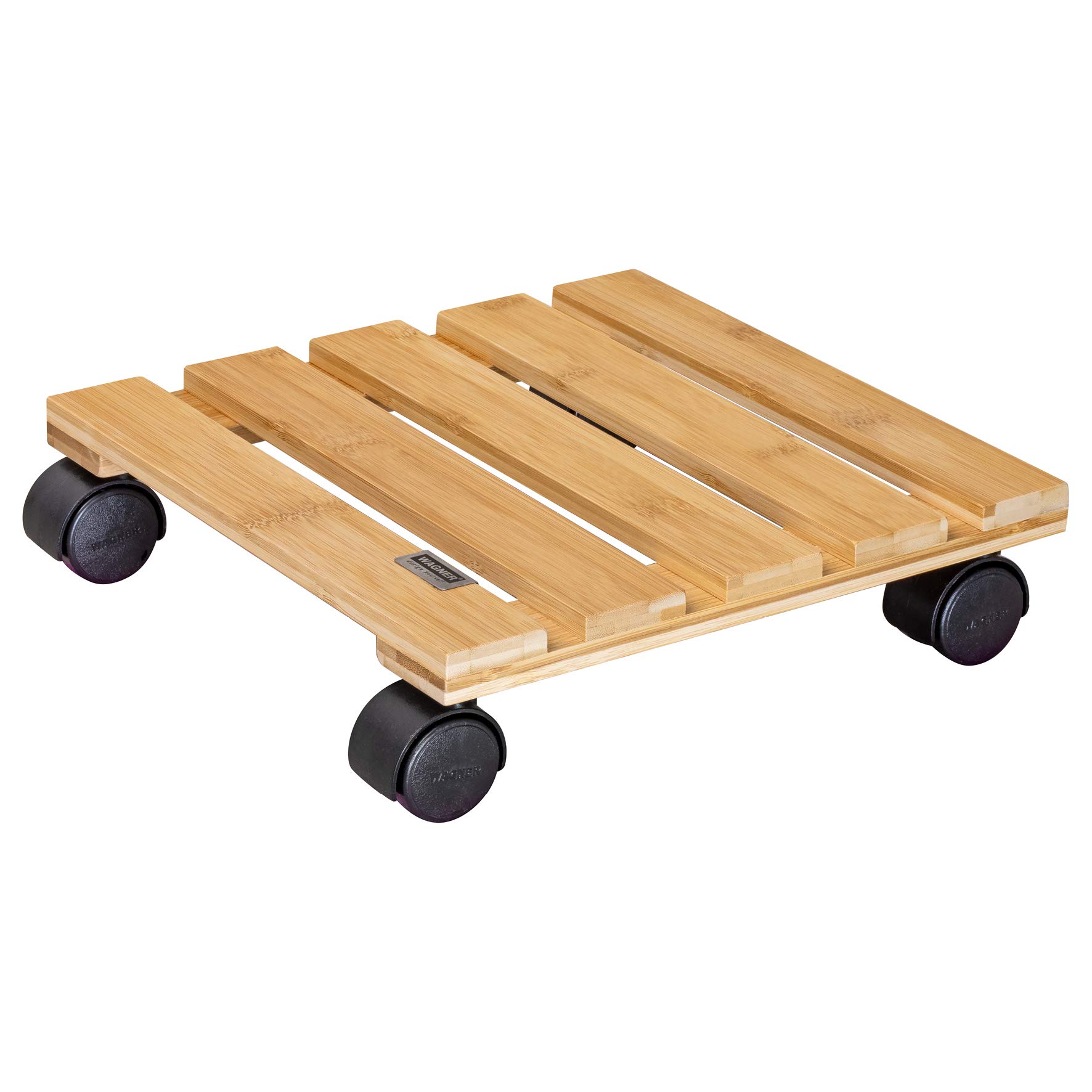 WAGNER Plant trolley BAMBOO 29 x 29 x 7 cm I Flower trolley for indoor use I Container trolley made of wood, bright bamboo I Load capacity 100 kg - 20026501