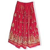 Radhy krishna fashions Tie Dye Yoga Trend Women's Sequined Crinkle Broomstick Gypsy Long Skirt (Pink)