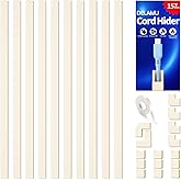 Delamu 157in Cord Covers for Wires on Wall, Cord Hider for 1 Cord, Paintable Cable Hider, Cable Management Wire Covers for Cords, L15.7 W0.55 H0.4in, Beige