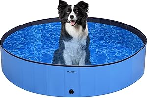 YAZXGBO 47''Foldable Dog Pool, Collapsible Dog Pet Bath Pool Bathing Tub, Dog Pet Swimming Pools, Plastic Kiddie Pool with PP Board Hard Support for Puppy Large Dogs and Kids.