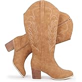 Chicblooms Women's Extra Wide Calf Cowboy Boots Embroidered Western Cowgirl Knee High Boots