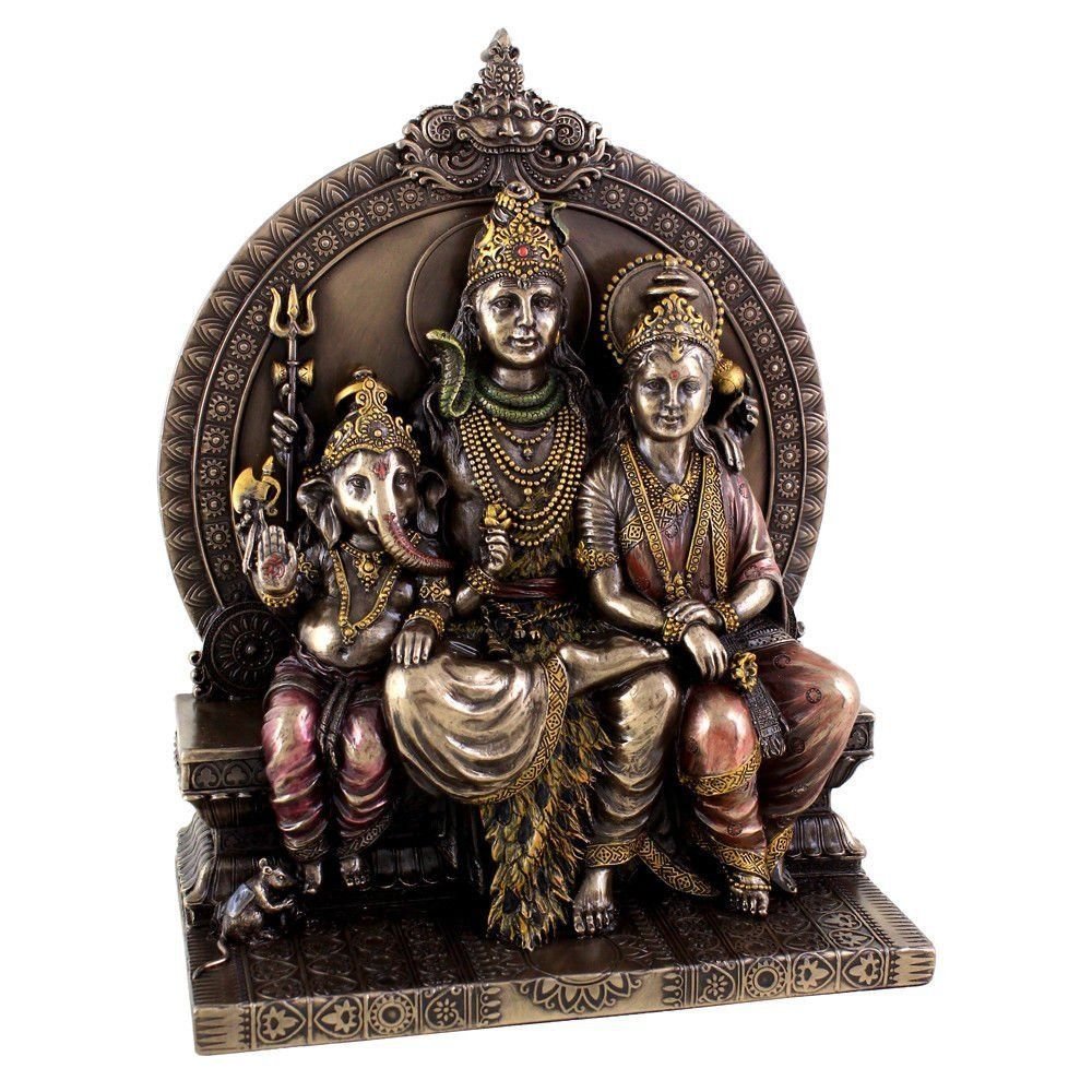 8.25" Shiva Family - Shiva, Parvati & Ganesh Statue Sculpture Bronze Shiv Pariwar
