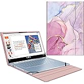Fintie Sleeve Case for 14" ASUS Chromebook Flip C433TA / ASUS Chromebook C425 / Lenovo Yoga Slim 7 14IIL05 / Dell Latitude 7410 7420 - Premium PU Leather Portfolio Book Cover, Glittering Marble