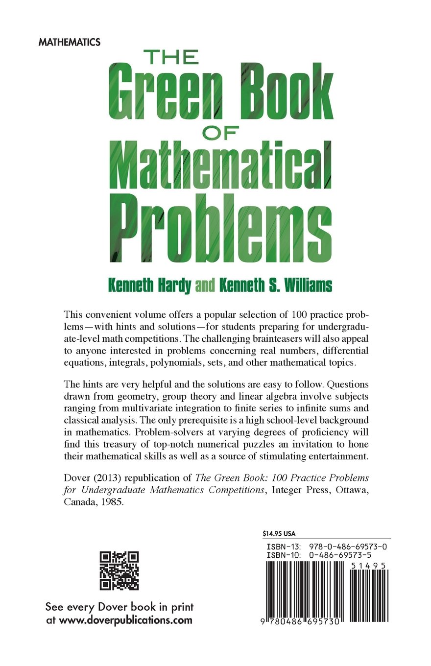 The Green Book of Mathematical Problems (Dover Books on Mathematics): Kenneth  Hardy, Kenneth S. Williams: 0800759695737: Amazon.com: Books