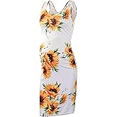 Liu & Qu Women's Maternity Sleeveless Tank Dresses Side Ruching Bodycon Dress for Daily Wearing or Baby Shower