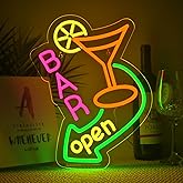 NOSUN Bar Open Neon Sign Dimmable LED Cocktail Neon Lights Signs for Wall Decor Neon Open Sign Open Light Bar Sign for Business Pub Store Man Cave Party Club Restaurant Decor