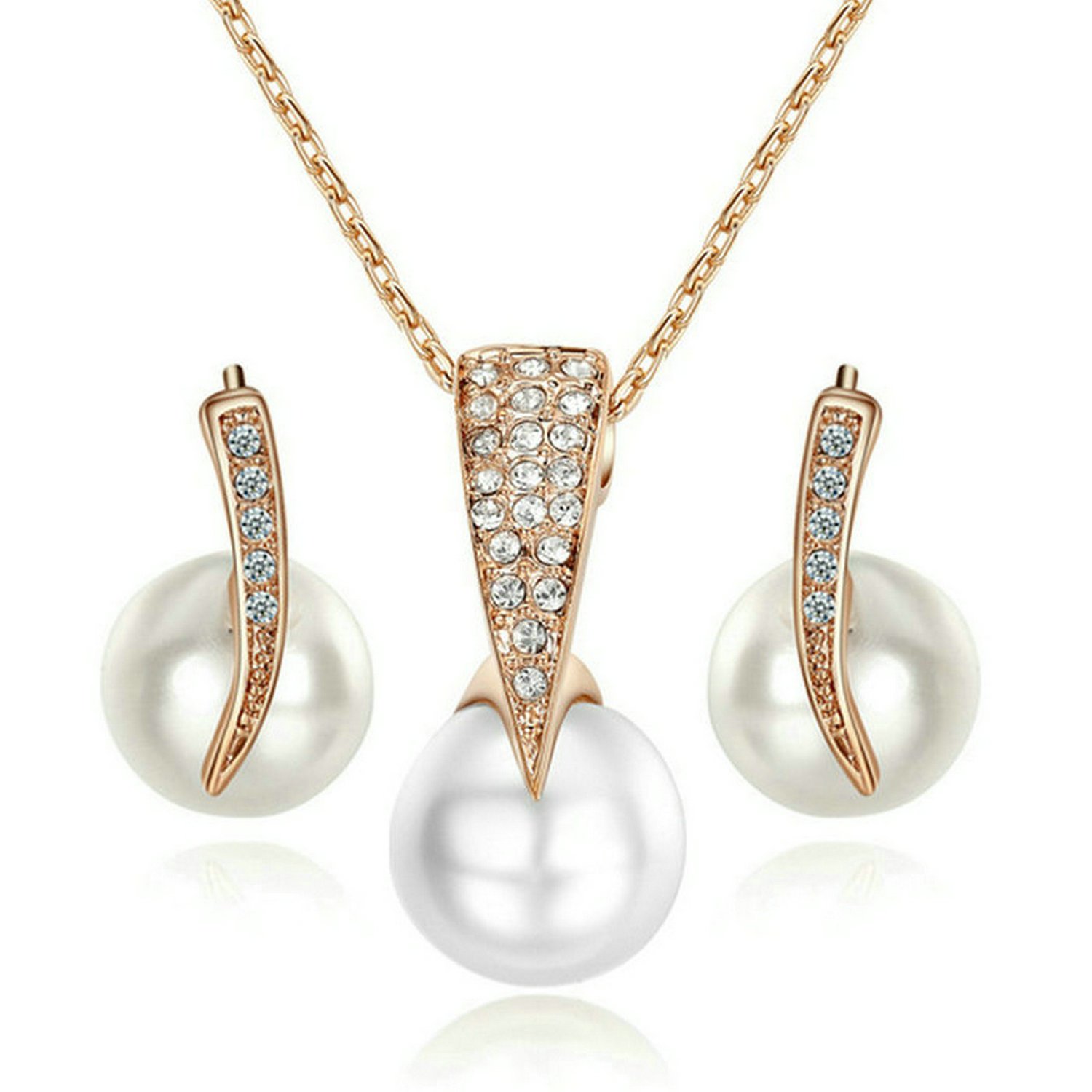 Yoursfs Conjunto de Collar y Pendientes Mujer Chapado oro cristal y perlas