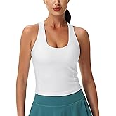 MAGCOMSEN Women's Workout Tank Tops with Built in Bra Athletic Racerback Support Tanks Padded Fitted Yoga Crop Gym Activewear