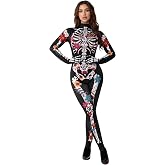 Spooktacular Creations Halloween Women Floral Skeleton Jumpsuit Costume Halloween Costumes for Women Adult 2025