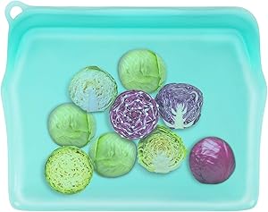 LOKASS Reusable Sandwich Bag Reusable Food Storage Bag, Sandwich Size, 100% Pure Silicone, BPA Free, Sous Vide, Waterproof & Leak proof, 7.5 x 6 inch (15 fl.oz), Blue