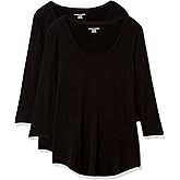 Amazon Essentials Women's 3/4 Sleeve Scoopneck Tunic, Pack of 2